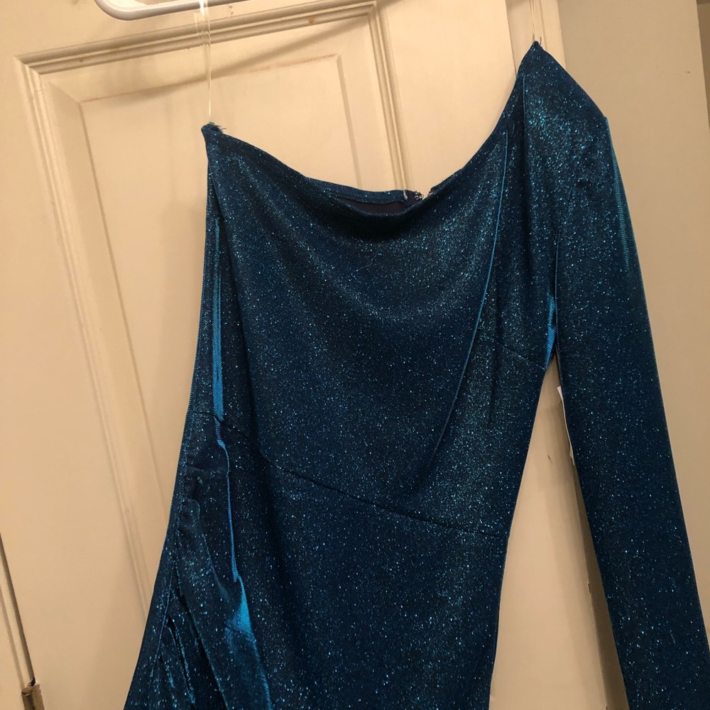 Teal blue sparkly tight dress